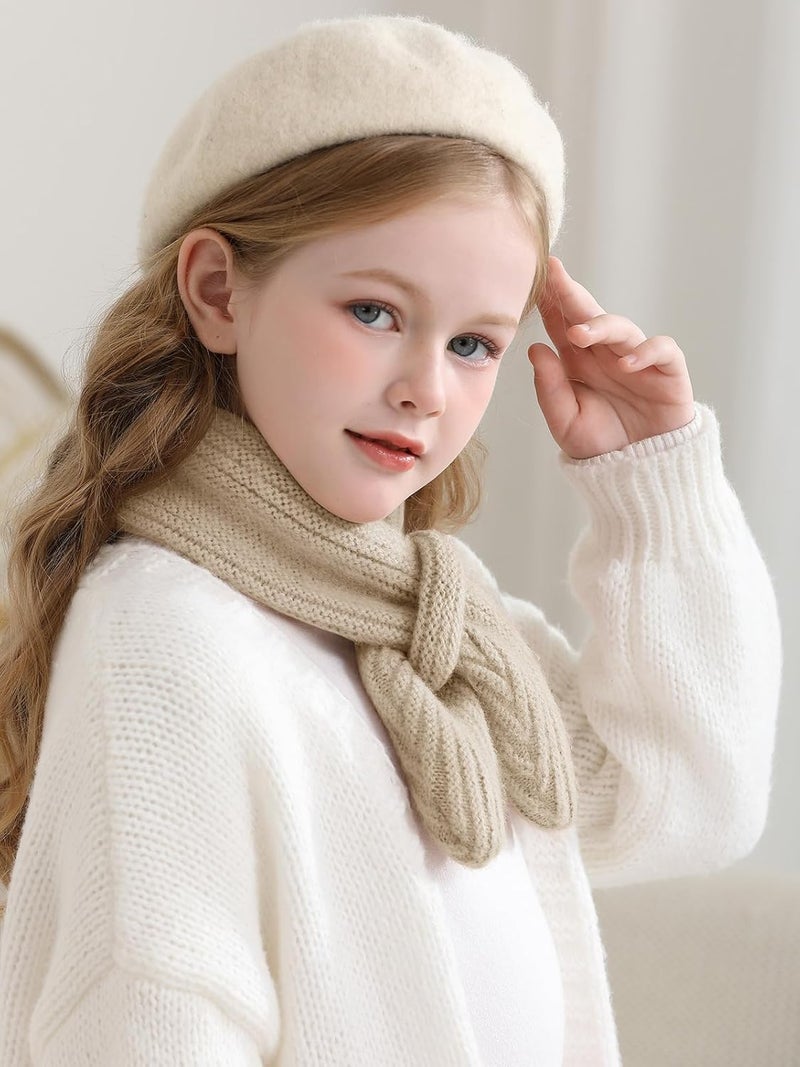Haloumoning Kids Girls Knit Scarf Toddler Warm Winter Cross Tie Wrap Neck Warmer Cute Scarves 1-14 Years - Image 4
